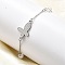 304 Stainless Steel Butterfly Link Bracelets, Cable Chain Jewelry for Women, with Plastic Imitation Pearl Beads, Stainless Steel Color, 7-5/8 inch(19.4cm)