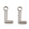 304 Stainless Steel Charms, Polished, Stainless Steel Color, Letter L, 9x4.5x2mm, Hole: 1.2mm
