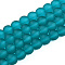 Frosted Transparent Glass Beads Strands, Round, for Beading Jewelry Making, Dark Cyan, 8mm, Hole: 1~1.6mm, about 99pcs/strand, 31.4 inch