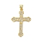 Brass Micro Micro Pave Clear Cubic Zirconia Pendants, Cross, Real 18K Gold Plated, 32.5x21.5x2mm, Hole: 4.5x3.5mm
