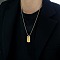 Stainless Steel Simple Texture Rectangle Pendant Necklaces for Men, Multi-color Fashionable Daily Wear, Golden, 21.26 inch(54cm)