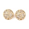 Brass Micro Pave Clear Cubic Zirconia Beads, Flat Round, Real 18K Gold Plated, 11.5x6mm, Hole: 1.4mm