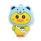 Cartoon Duckling Plastic Pendants, with Platinum Iron Loop, Sky Blue, 43.5x32x21mm, Hole: 3mm