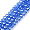 Electroplate Glass Beads Strands, Pearl Luster Plated, Faceted, Rondelle, Royal Blue, 8x6mm, Hole: 1mm, about 60~62pcs/strand, 39~40cm