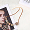 Alloy & Wood & Resin Cube Round Polygon Beaded Necklaces for Women, Golden, Camel, 15.75 inch(40cm)