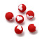 Handmade Polymer Clay Beads, Round with Heart Pattern, Red, 10mm, Hole: 1.5mm