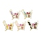Alloy Enamel Pendants, Butterfly Charms, with Rhinestone, ABS Imitation Pearl, Rack Plating, Golden, Mixed Color, 21x23x4mm, Hole: 2.2mm