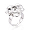 304 Stainless Steel Adjustable Ring Components, Flower Pad Ring Settings, Stainless Steel Color, Tray: 7mm, Flower: 19x21mm, Inner Diameter: 18mm