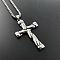 Stylish Punk Stainless Steel Cross Pendant Necklaces for Fashionable Men, Stainless Steel Color