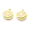 304 Stainless Steel Enamel Charms, Lemon Charm, Ion Plating(IP), Real 14K Gold Plated, Light Green, 11x10.1x0.9mm, Hole: 1mm