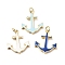 Brass Enamel Pendants, with Jump Rings, Anchor Charms, Rack Plating, Real 18K Gold Plated, Lead Free & Cadmium Free, Long-Lasting Plated, Mixed Color, 20.5x17.5x2mm, Hole: 3.3mm