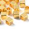 Brass Spacer Beads, Cube, Real 18K Gold Plated, 5x5x5mm, Hole: 3.3mm