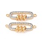 Brass Micro Pave Cubic Zirconia Connector Charms, Platinum & Golden, Oval Links, Clear, 35x12x7mm, Hole: 2mm