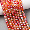 Natural Banded Agate Beads Strands, Round, Faceted, Pearl Luster Plated, Orange Red, 6mm, Hole: 1mm, about 63pcs/strand, 15.04''(38.2cm)