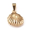 304 Stainless Steel Pendants, Scallop Shape, Golden, 20x19x4mm, Hole: 9x3mm