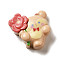 Opaque Resin Decoden Cabochons, Animal with Flower, Deer, 29x27x10.5mm