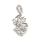 Long-Lasting Plated Brass Pendant Bails, for Half Drilled Beads, Dragon, Platinum, 21.5x14.5x5.5mm, Hole: 5x4mm, Pin: 1mm