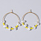 Mixed Rice Bead Vintage Imitation Pearl Earrings for Sophisticated Style, Yellow, 28x30mm