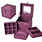 3 Layer Hand-Held Flocking Jewelry Storage Boxes, Large Capacity Jewelry Organizer Cases for Rings Earrings Bracelets, Square, Purple, 12x12x12cm