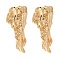 Brass Stud Earring Findings, Real 18K Gold Plated, 24x10mm, Hole: 1mm, Pin: 1mm
