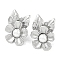 304 Stainless Steel Flower Stud Earrings, with ABS Plastic Pearl Beads, Stainless Steel Color, 29x21.5mm