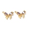 Brass Micro Pave Cubic Zirconia Pendants, Nickel Free, Real 18K Gold Plated, Bowknot Charms, Medium Purple, 15x19x6mm, Hole: 1.4mm