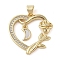 Brass Micro Pave Clear Cubic Zirconia Pendants, with Shell, Heart, Real 18K Gold Plated, 23.5x24.5x4mm, Hole: 4x3.5mm