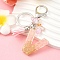 Resin & Acrylic & Faux Suede Tassel Keychain, with Alloy Clasp and Iron Rings, Letter V, 9.5cm