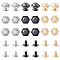 Pandahall 18 Sets 3 Colors Iron Screws, with Alloy Nuts, Hexagon, Mixed Color, 11.3x10x5mm, Hole: 2.5mm, 6 sets/color