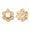 Brass Micro Pave Cubic Zirconia and Glass Charms, Flower, Real 18K Gold Plated, 20x17x5mm, Hole: 1mm