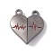 Love Heart Alloy Magnetic Clasps, ECG Pattern Clasps for Couple Jewelry Bracelets Pendants Necklaces Making, Gray, 25x22x6mm, Hole: 2.2mm