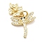 Brass Micro Pave Cubic Zirconia Pendants, Dragonfly with Flower Charms, Long-Lasting Plated, Rack Plating, Lead Free & Cadmium Free, with Jump Ring, Real 18K Gold Plated, 15x14.5x2mm and 11x8x2mm