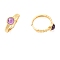 Round Natural Amethyst Adjustable Rings, Brass Ring for Women, Long-Lasting Plated, Lead Free & Cadmium Free, Golden, Inner Diameter: 18mm