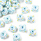 Opaque Acrylic Beads, with Enamel, Hand Drawn Beads, Round, Light Sky Blue, 20x16mm, 30pcs