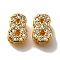 Rack Plating Number Brass Micro Pave Clear Cubic Zirconia Silde Charms, Long-Lasting Plated, Lead Free & Cadmium Free, Large Hole Bead, Real 18K Gold Plated, 8.8x6x4.5mm, Hole: 7x1.5mm