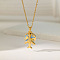 Airplane & Earth 304 Stainless Steel Pendant Necklaces, Golden, 15.75 inch(40cm)
