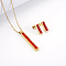 Rectangle 304 Stainless Steel Rhinestone Pendant Necklace & Stud Earring, Golden, Light Siam, 450mm