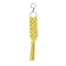Handmade Macrame Nylon Thread Pendant Decorations, Alloy Clasps Charms for Bag or Keychain Ornaments, Rectangle, Yellow, 240mm