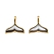 Natural Black Lip Shell Whale Tail Charms, with Brass Settings, Rack Plating, Long-Lasting Plated, Lead Free & Cadmium Free, Real 18K Gold Plated, 12x13x3mm, Hole: 1x2.5mm