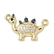 Brass Pave Clear and Blue Cubic Zirconia Links, Cadmium Free & Lead Free, Dinosaur Connector Charms, Real 18K Gold Plated, 11.5x18x3mm, Hole: 1mm and 1.2mm
