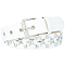 Alloy Star Rivets PU Leather Chain Belts, Platinum, White, 1130x36x3.5mm