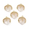 Natural Quartz Crystal Faceted Pendants, with Rack Plating Brass Teardrop Charms, Golden, 22.5x19x8mm, Hole: 1.6mm