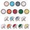 45Pcs 9 Colors 1-Hole Alloy Shank Buttons, with Resin, Half Round, Platinum, Mixed Color, 11x10mm, Hole: 2.5mm, 5pcs/color