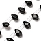 Natural Obsidian Beads Strands, Faceted, Teardrop, Top Drilled, 9x6x4mm, Hole: 0.8mm, about 30~32pcs/strand, 16.54''(42cm)