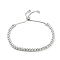 Adjustable Brass Round Beaded Slider Bracelets, with Box Chains, Platinum, Inner Diameter: 2~3-3/8 inch(5.2~8.6cm)