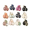 Natural Mixed Stone Links connectors, with Brass Findings, Faceted, Golden, Dyed, 30.5~31x33x5mm, Hole: 1.8mm