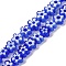 Handmade Millefiori Lampwork Beads Strands, Plum, Blue, 6x6x3.5mm, Hole: 1mm, about 66pcs/strand, 15.75''(40cm)