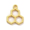 Alloy Pendants, Hollow Honeycomb Charm, Golden, 19x15.5x2mm, Hole: 2mm