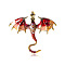 Dragon Enamel Pins, Antique Golden Plated Alloy Rhinestone Brooch for Unisex, FireBrick, 61x71x11mm.