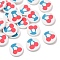 Handmade Polymer Clay Beads, Flat Round with Cherry, Orange Red, 9.5~10x1.5~2mm, about 2631pcs/500g